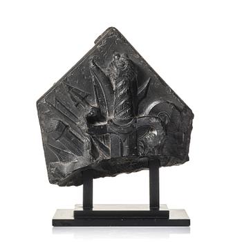 184. A Grand tour black marbel fragmentary relief sculpture presumably 18th century.