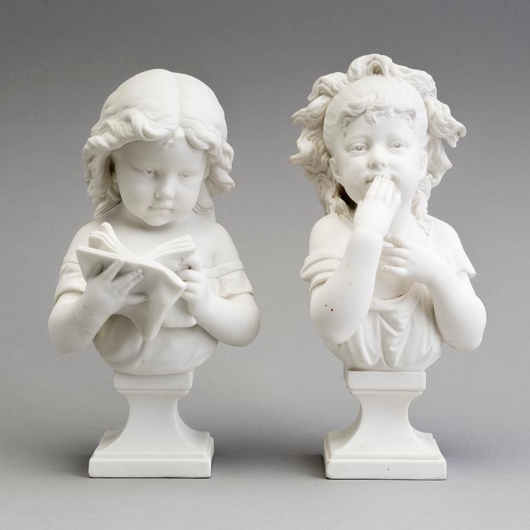 A PAIR OF PARIAN BUSTS, Gustafsberg ca 1900.