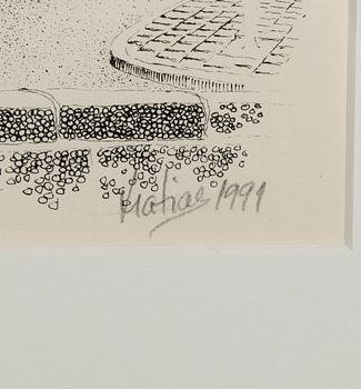 MATIAS (MATIAS VÄLINEN), värilitografiat, 2 kpl, signeeratut, päivätyt 1991 sekä numeroidut 85/90 ja 18/20.