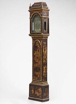 A George II japanned musical longcase clock by William Barrow (watchmaker in London 1700-36).