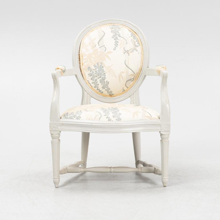 A Gustavian armchair, end of the 18th Century.