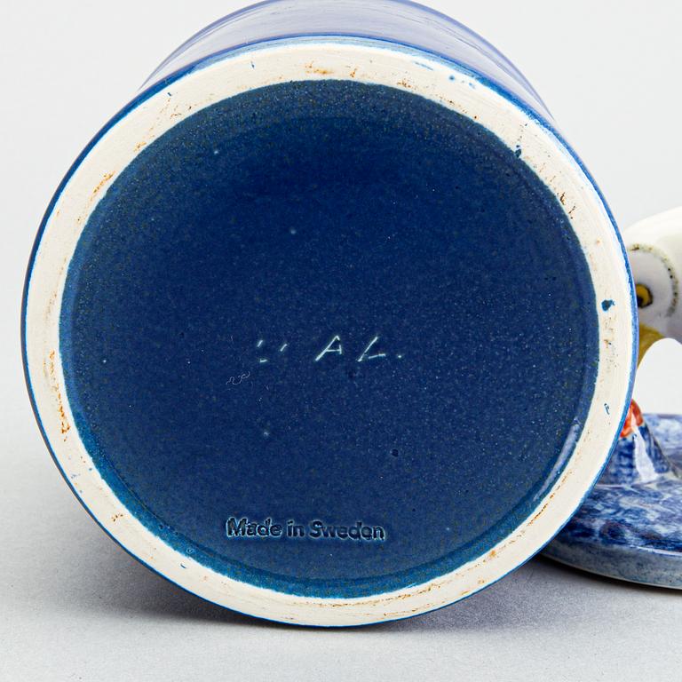 LISA LARSON, a ceramic glazed jar with lid signed.