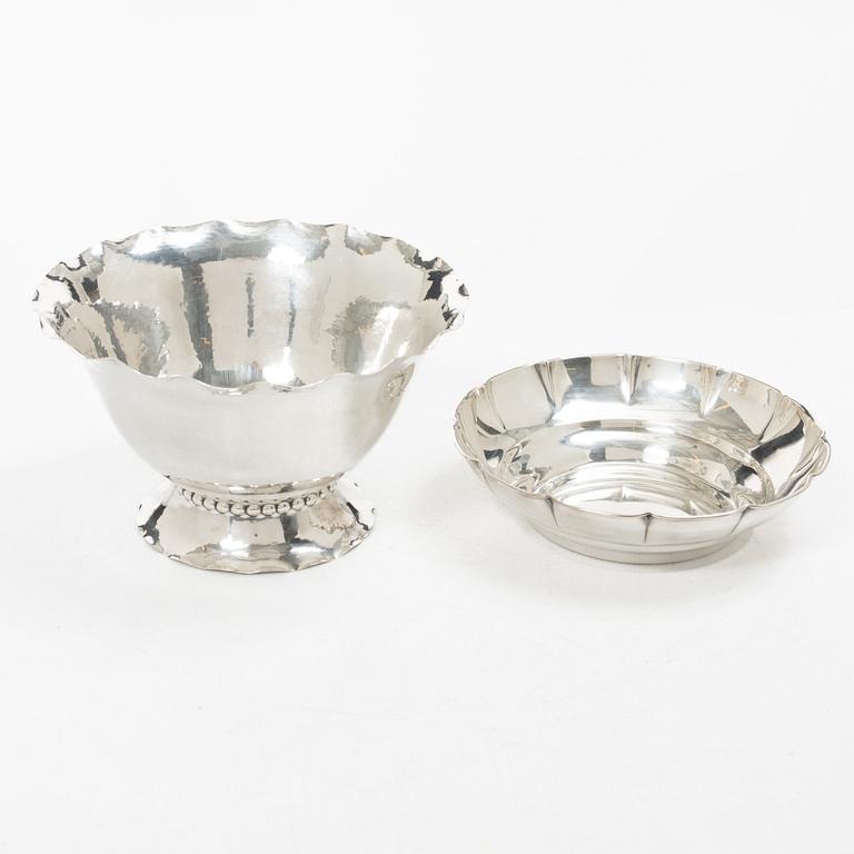 Bowls, 2 pcs, silver, including KG Markström, Uppsala 1927.