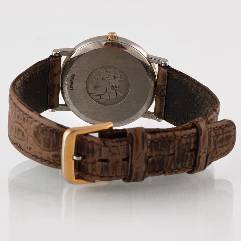 ARMBANDSUR, Omega, Deville, Guld på stål, quartz.