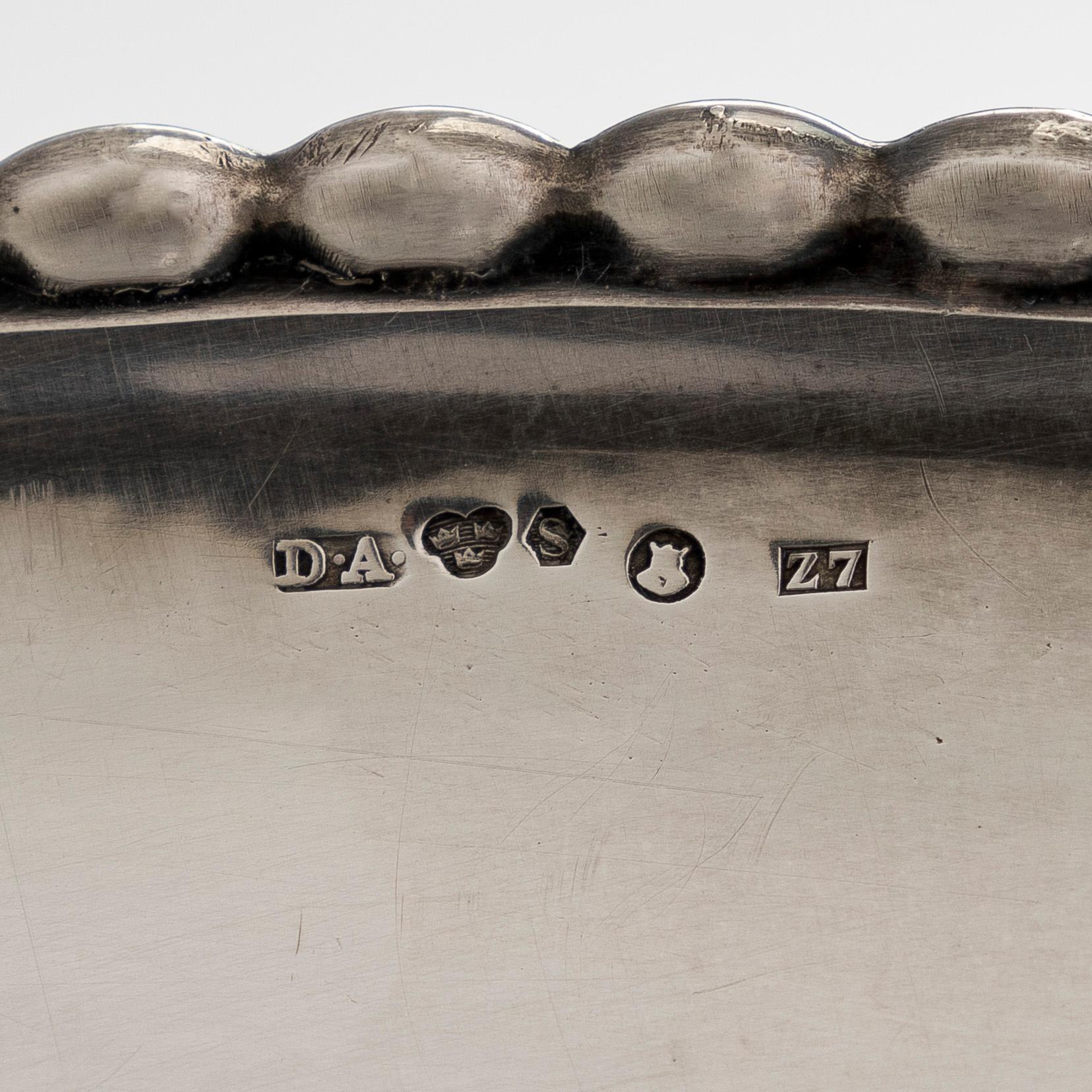 Fat, silver, engraved coat of arms, AB David Andersen & Comp, Stockholm 1926.