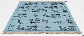 Rug, hand-embroidered Kelim, approx. 182 x 118 cm.