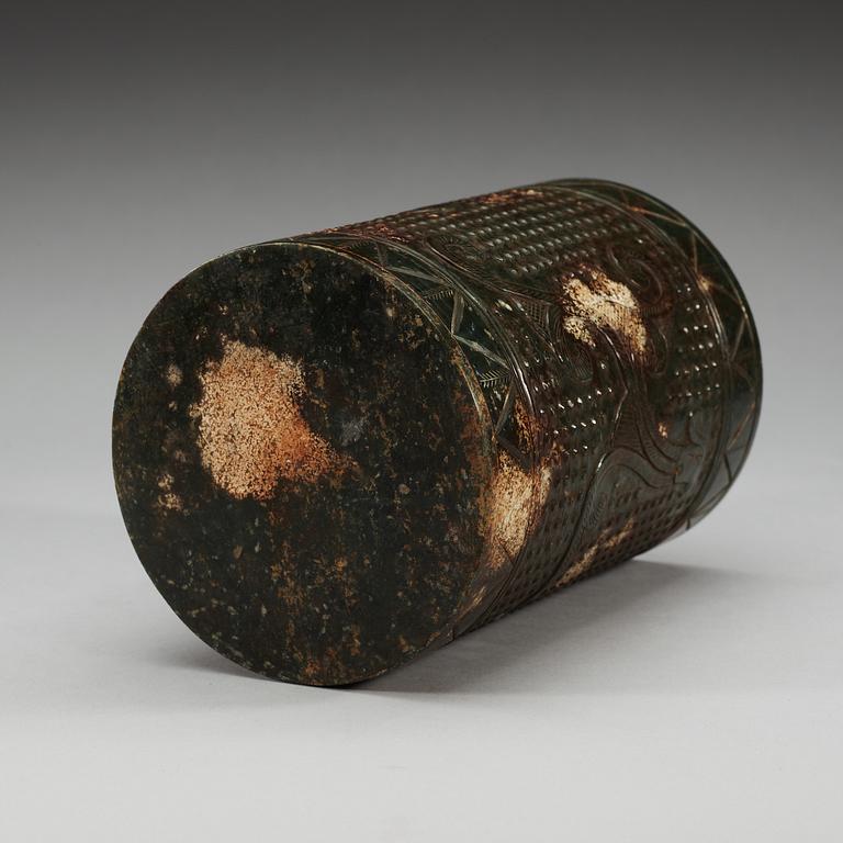 A archaistic stone brush pot.