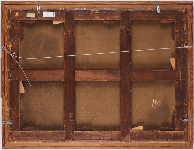 Hamnbild med Villa Medici och handelsmän.