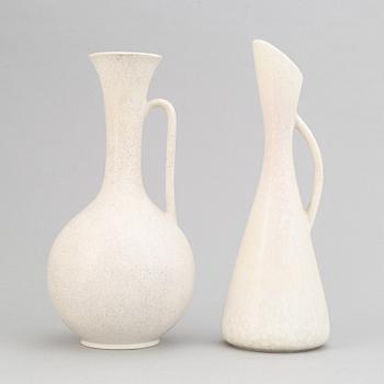Gunnar Nylund, a set of three stoneware jugs and a vase for Rörstrand, 1950's/60's.