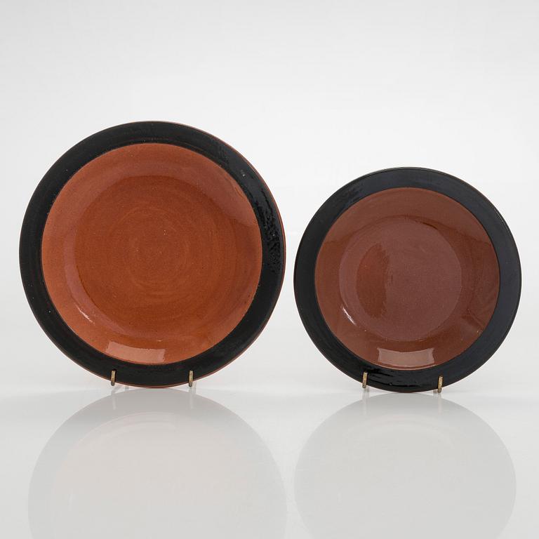 Marita Lybeck, plates, 2 pcs "Koto" and a bowl, red clay, signed ML KERA.