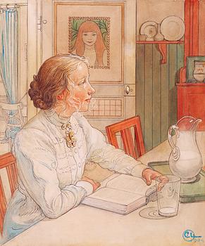 658. Carl Larsson, "Min äldsta dotter" / "Suzanne med mjölk och bok" (My eldest daughter).