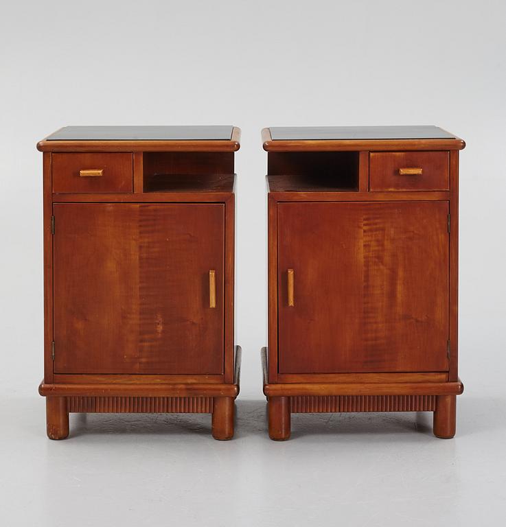 A pair of bedside tables, 1930's-40's.