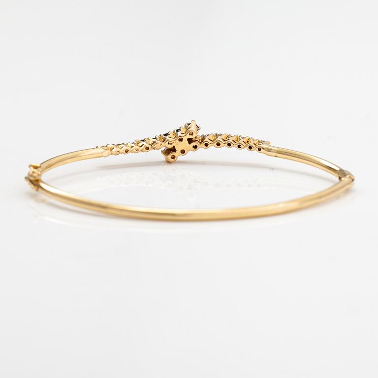 Armband, 14K guld, safirer och diamanter ca. 0.44 ct tot.