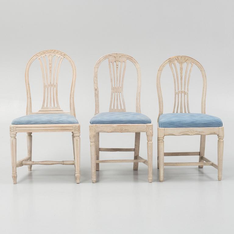 Stolar, elva stycken, Gustavianska samt Gustaviansk stil, 1700-talets slut — sent 1900-tal.