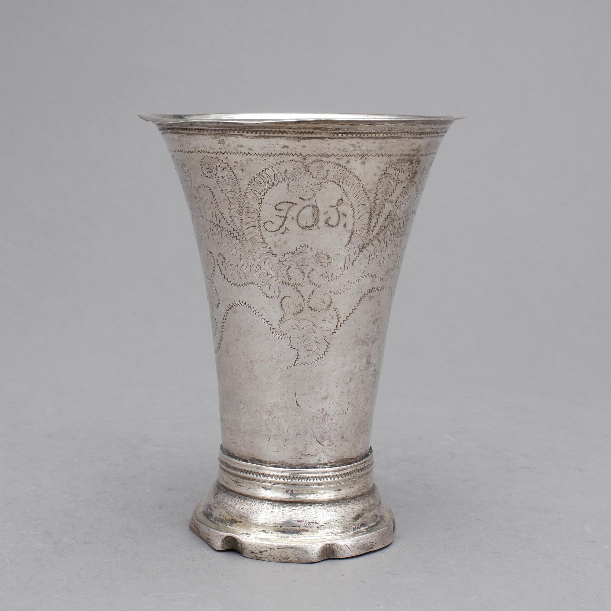 BÄGARE, silver, Carl Fredrik Seseman, Arboga 1797. Vikt ca 123 gram.