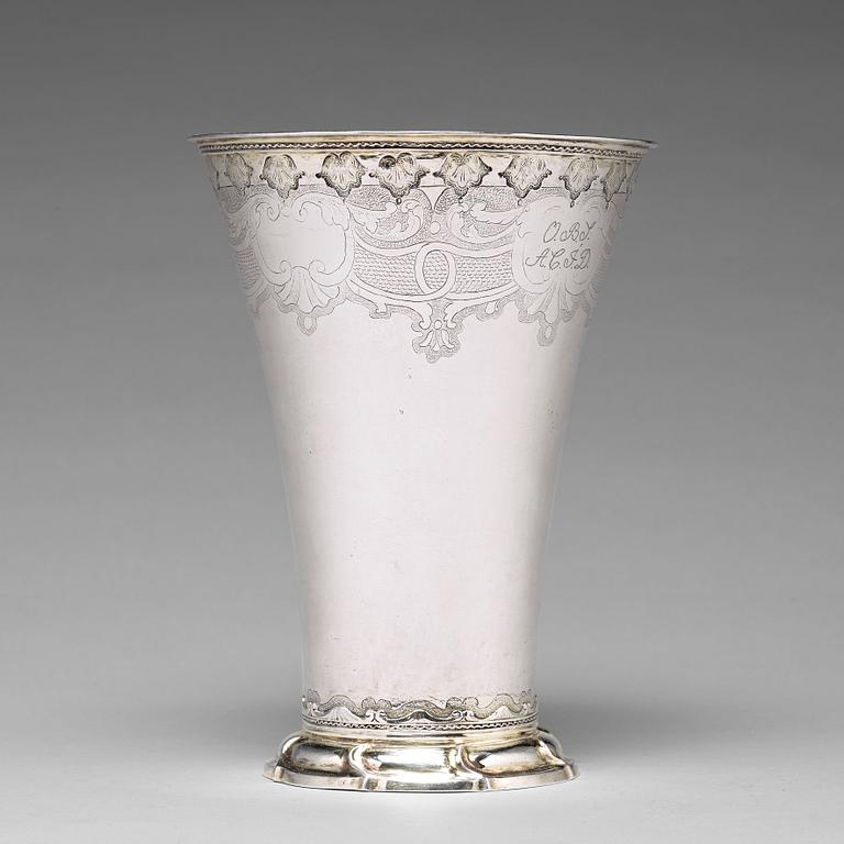 A Swedish 18th century parcel-gilt silver beaker, mark of Sven Örn, Stockholm 1757.