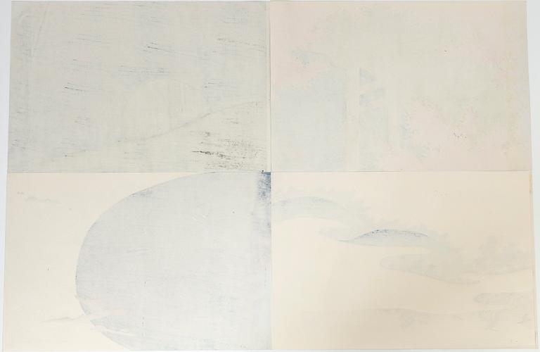 Kamisaka Sekka, after, Four woodblock prints, 20th century.