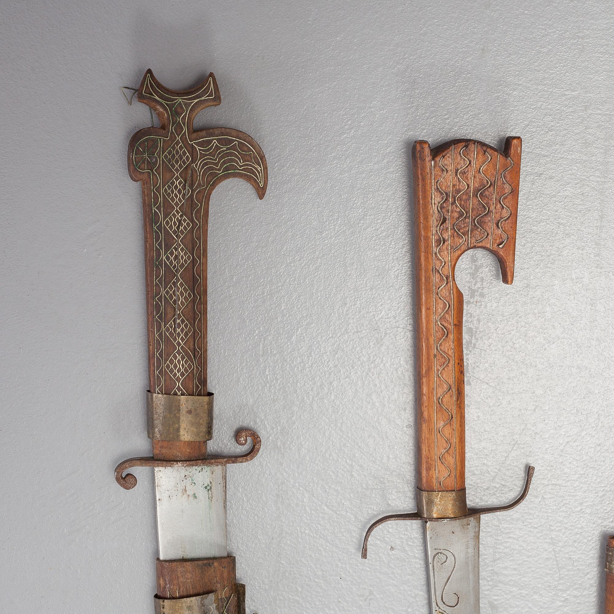 Three dagger and three knives, late 19th century.