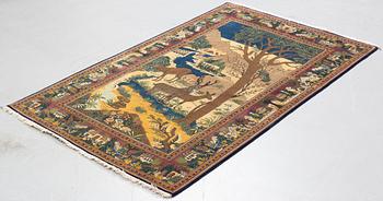 A rug, semi-antik Kashan figural, ca 216 x 133,5 cm.