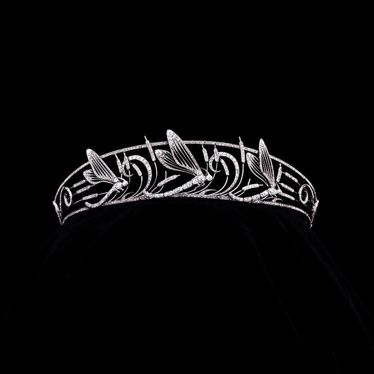 Tiara, Boucheron, 1909, platina med diamanter, signerad Boucheron Paris.