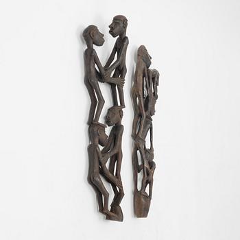 Two wooden Asmat Carvings, Indonesia, Jakarta, 20th Century.