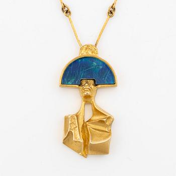 Björn Weckström, necklace "Balak", 18K gold with opal triplet. Lapponia 1977.