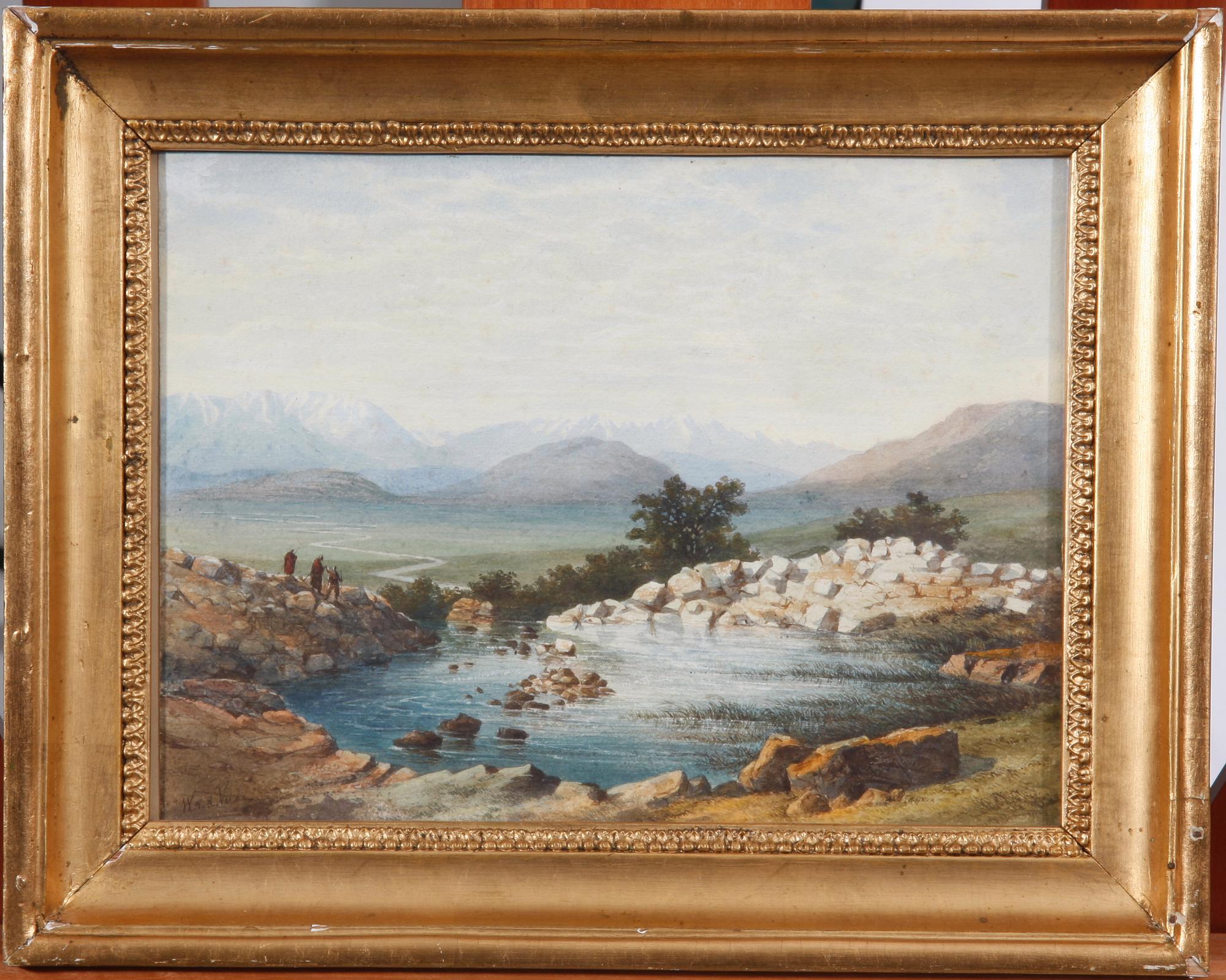 OKÄND KONSTNÄR. Gouache, 1800-tal. Sign.