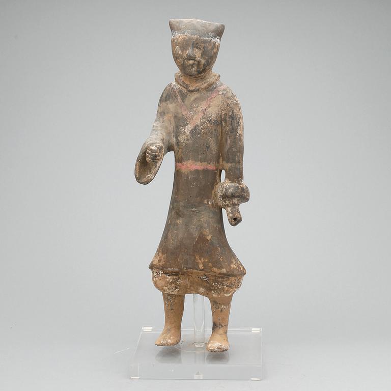 GRAVFIGURIN, lergods, Kina, Västra Ha, Kina, 206 f kr - 8 e kr). Inköpt Coincraft, London.