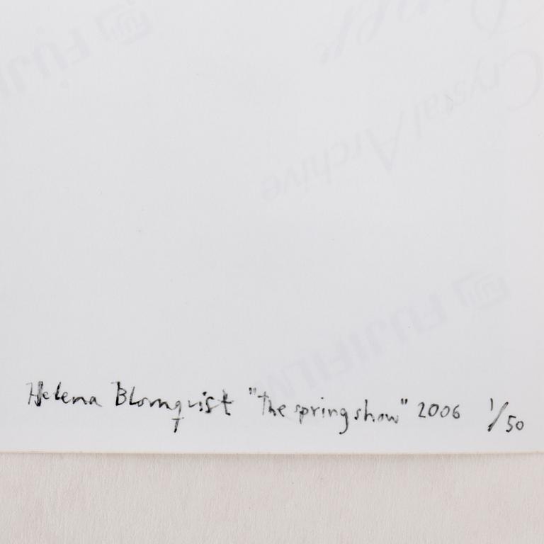 HELENA BLOMQVIST, photograph, signed a tergo and numbered 1/50. Book included in lot.