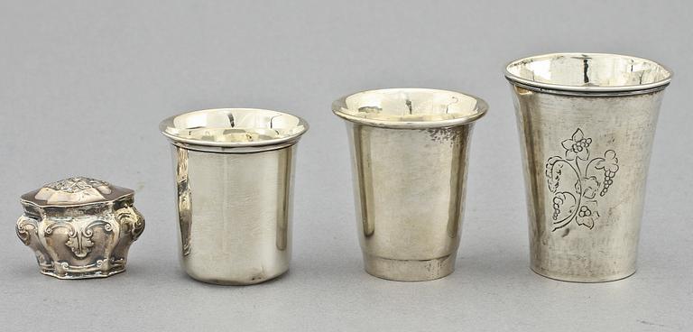 PARTI SILVER, 4 delar, delvis Georg Jensen, Danmark. Vikt 104 g.