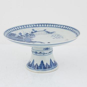 A blue and white Chinese stemcup, late Qing dynasty / around 1900.