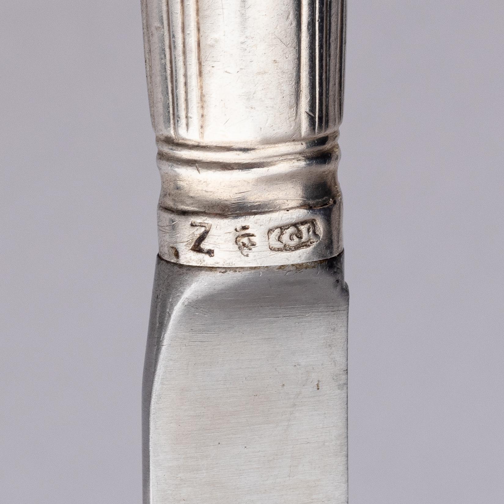 Swedish 18th century silver cutleries, 16 pieces, marks of Carl Gideon Renander, Stockholm 1782 and 1787.