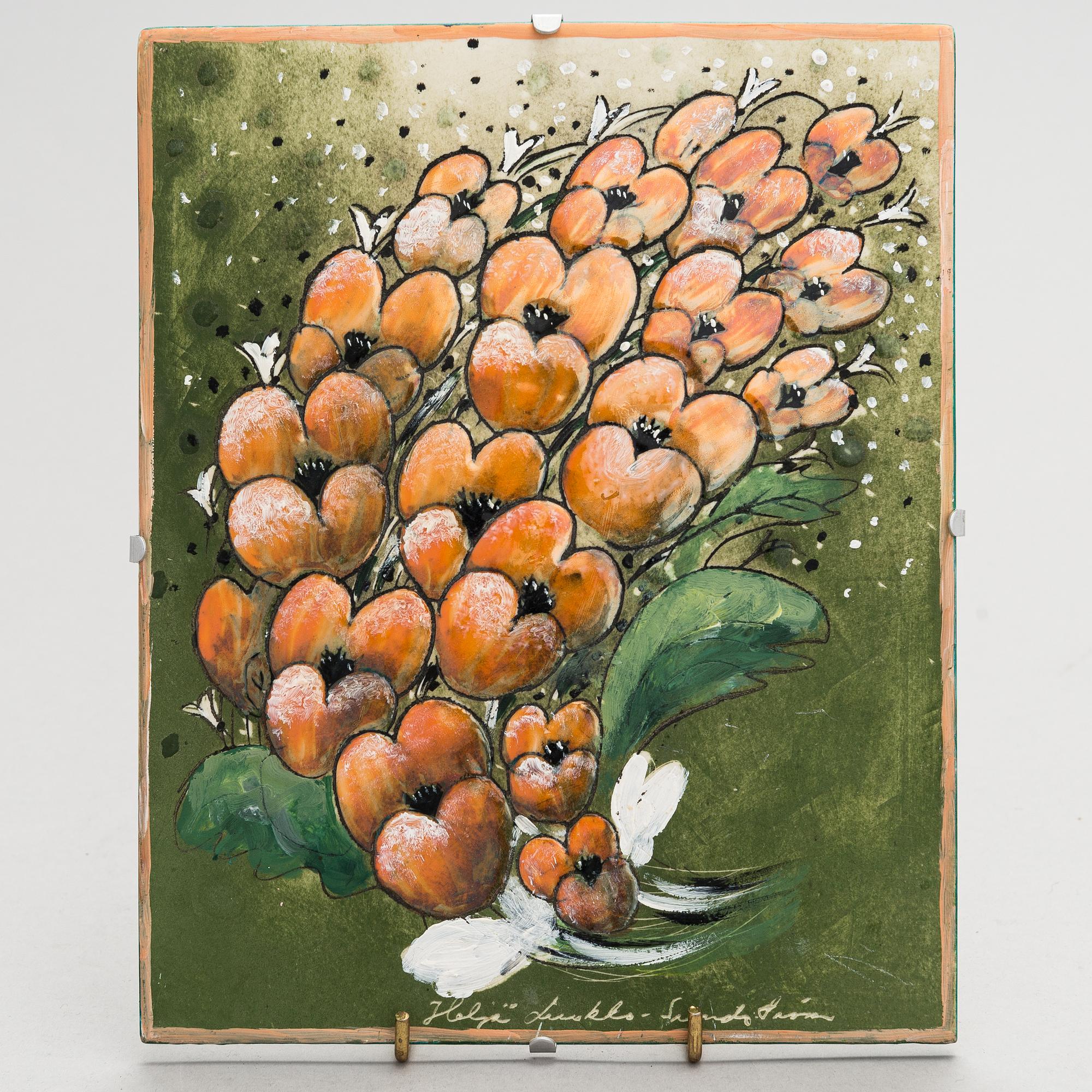 Heljä Liukko-Sundström, A signed ceramic painting, 23x18.5 cm.