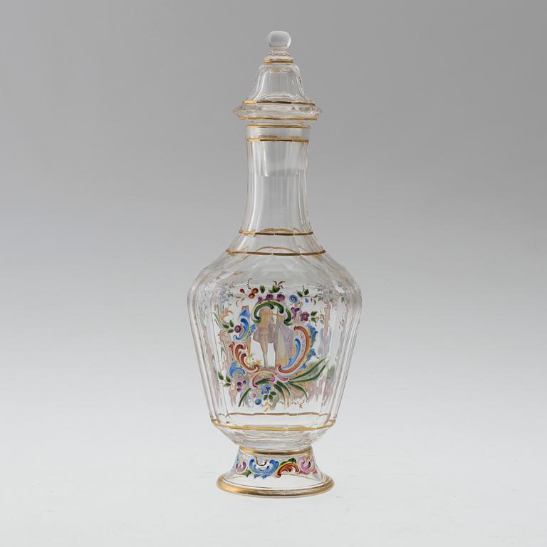 A painted glass flacon, mark of J & L Lobmeyr, Vienna, Austria, late 19th century.