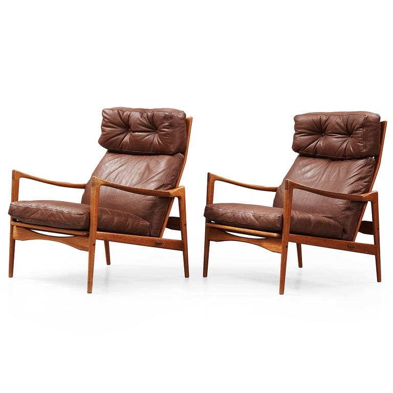 Ib Kofod-Larsen, a pair of 'Kandidaten' easy chairs, OPE Möbler, Sweden 1960's.