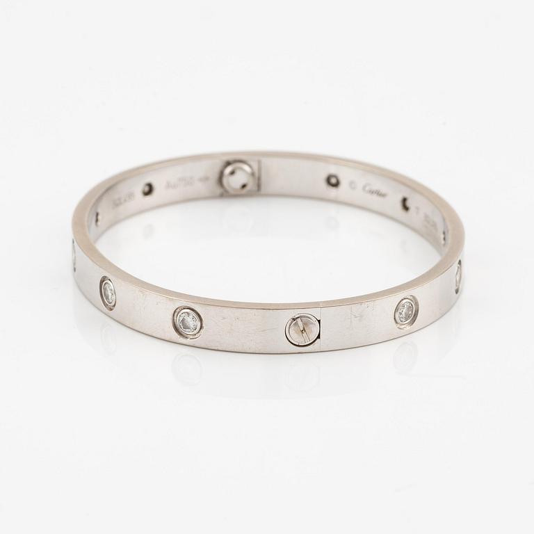 Cartier armband " Love" 18K vitguld med tio runda briljantslipade diamanter.