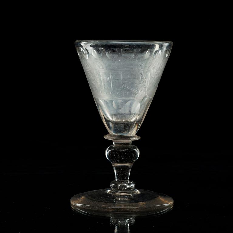 A cut and engraved goblet, 18th Century.