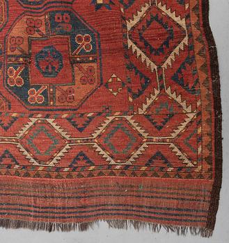 MATTO, Antique Ersari, ca 235,5 x 197 cm. (as well as  4-14,5 cm flat weave at the ends).