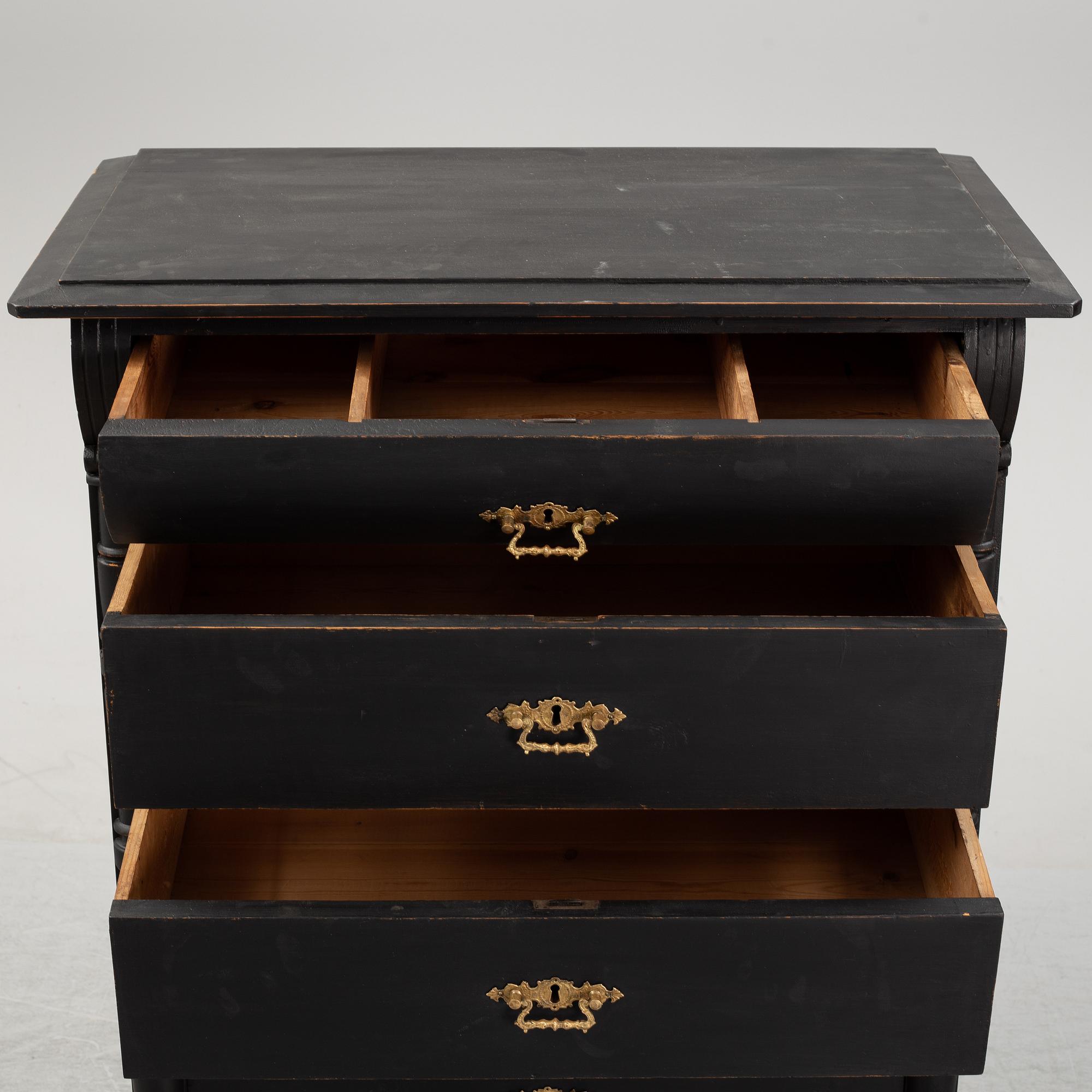 A painted chest of drawers, circa 1900.