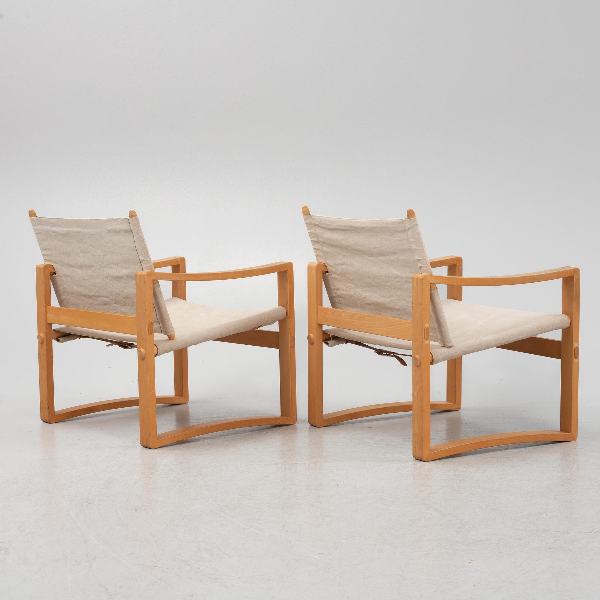 A pair of easy chairs, Börge Jensen & Sons, Bernstorffsminde Møbelfabrik, Denmark, second half of the 20th century.