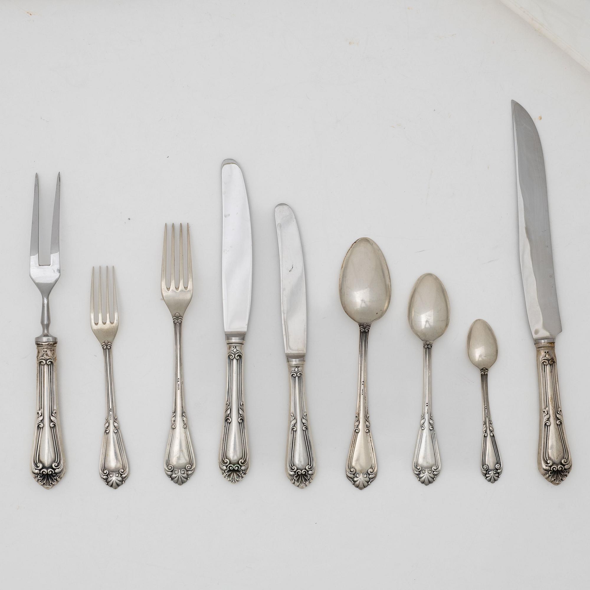 Bestickuppsättning, 78 delar, silver, Topazio, Portugal, 1900-tal.