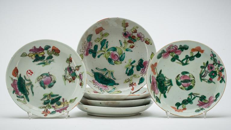 TALLRIKAR, 6 st, porslin. Kina, 1800-tal.