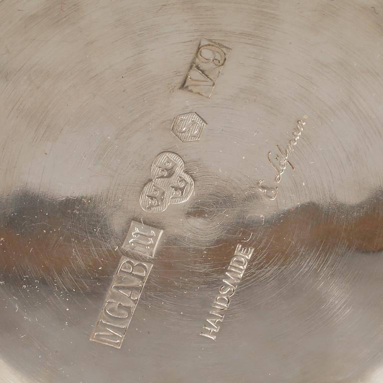 PARTI SILVER, 8 delar, bl a Eric Löfman, 1960-70-tal, Sverige, vikt exklusive ljusstakar ca 473 gram.