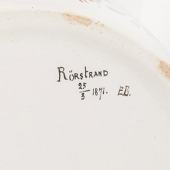 A 19th-century lidded urn from Rörstrand, Sweden, dated 25/3 1871. E.B.