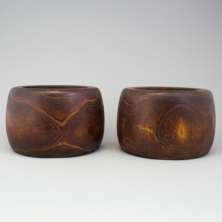 A pair of Japanese wooden flower pots, early 20th Century.