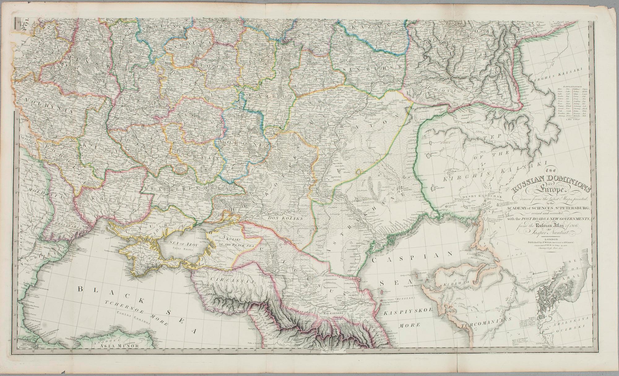 KARTA, 2 st, The Russian Dominions in Europe, J.Wyld London 1832 resp. 1835.