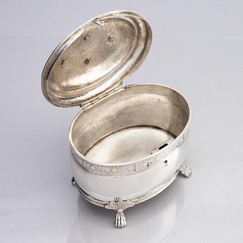 A Swedish empire silver sugar-casket, mark of Magnus Dahlqvist, Stockholm 1822.