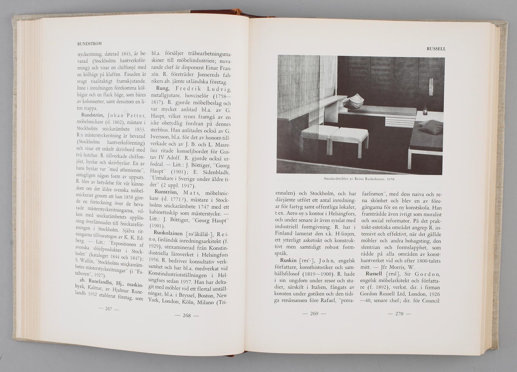 BÖCKER: Svenskt Möbellexikon, Ingegerd Henschen och Sten Blomberg, 1961/62, 3 volymer.