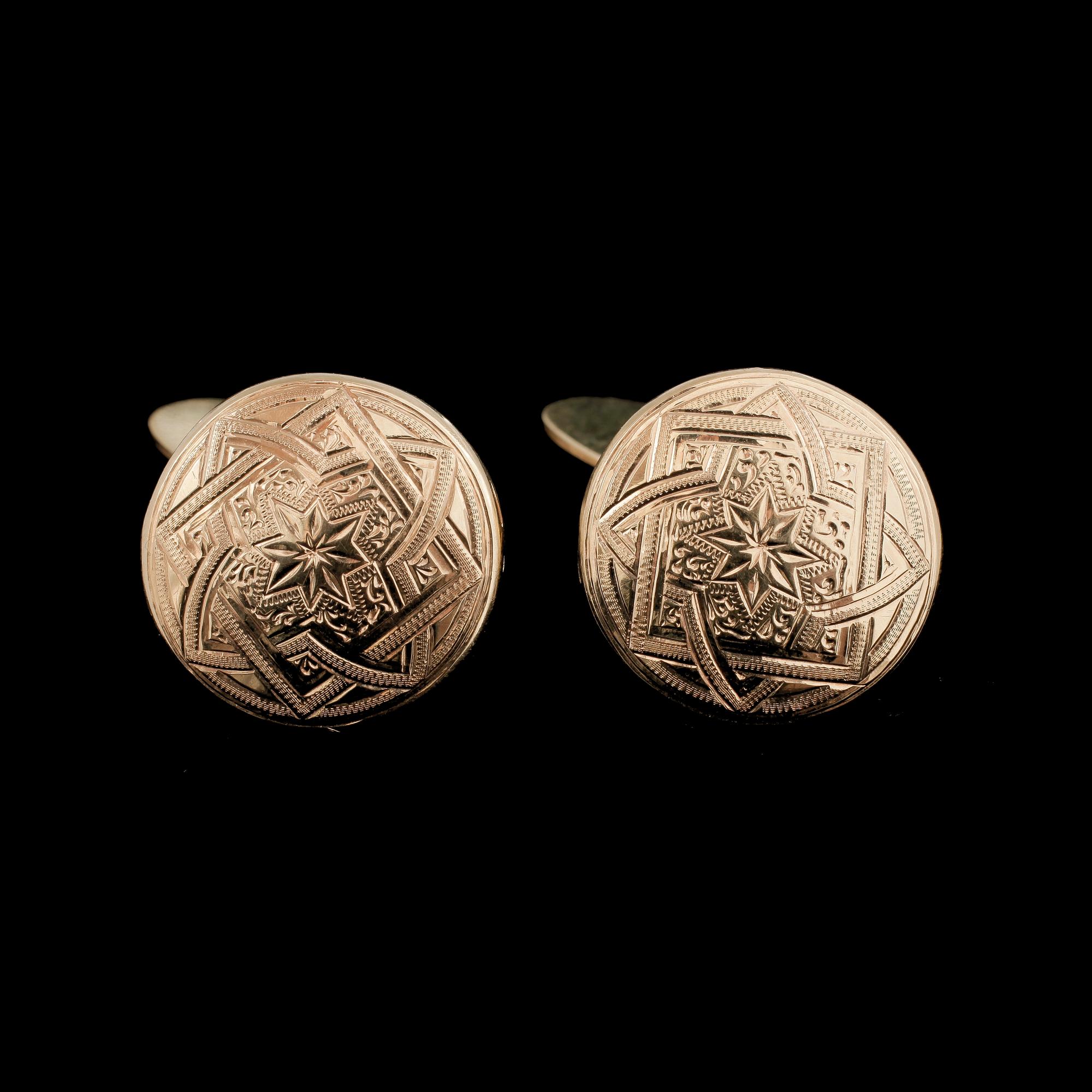 KNAPPAR, 3 par, 18k guld, Gävle, 1860/70-tal. Vikt 14,8g.