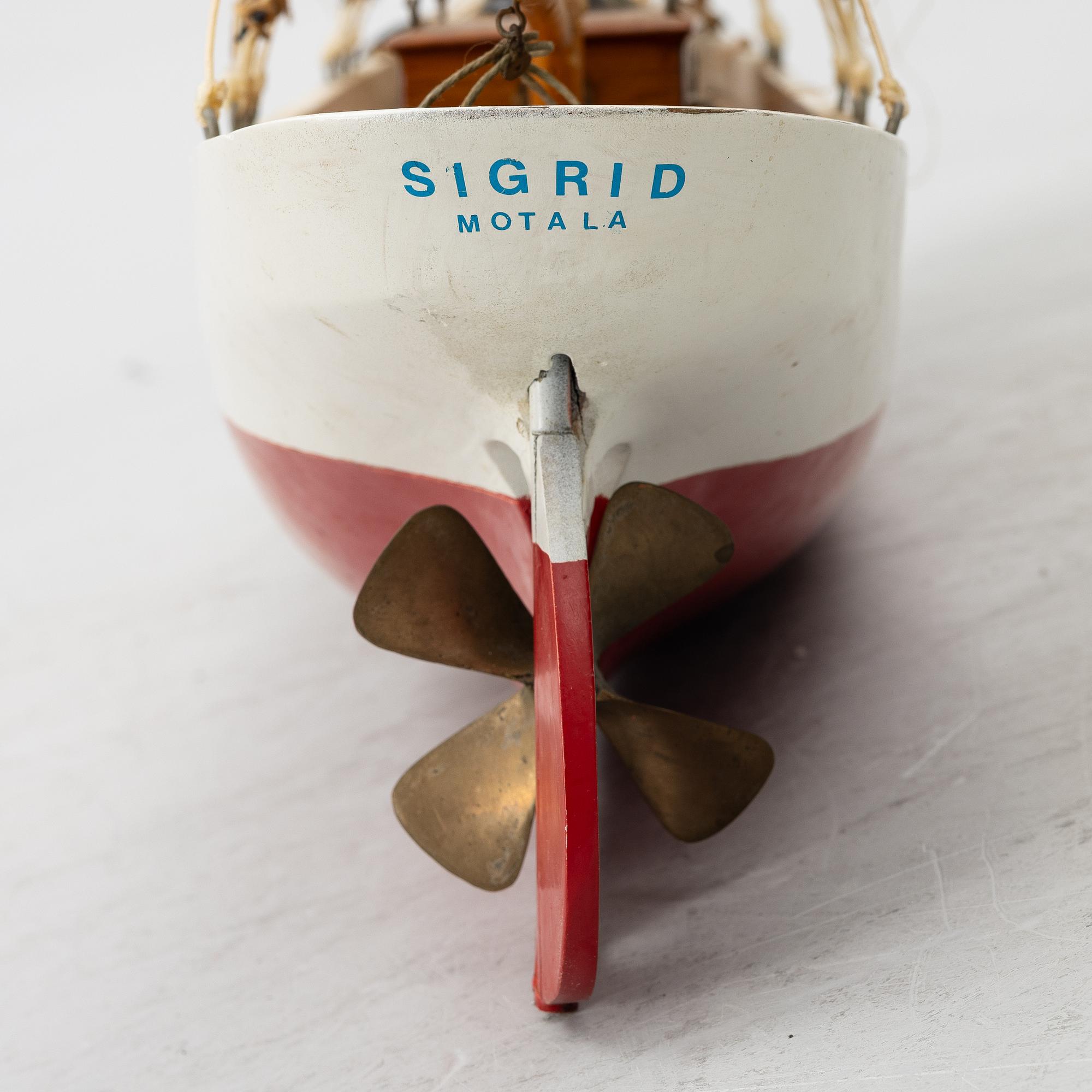 Fartygsmodell "Sigrid", Motala Wekstad. 1900-tal.